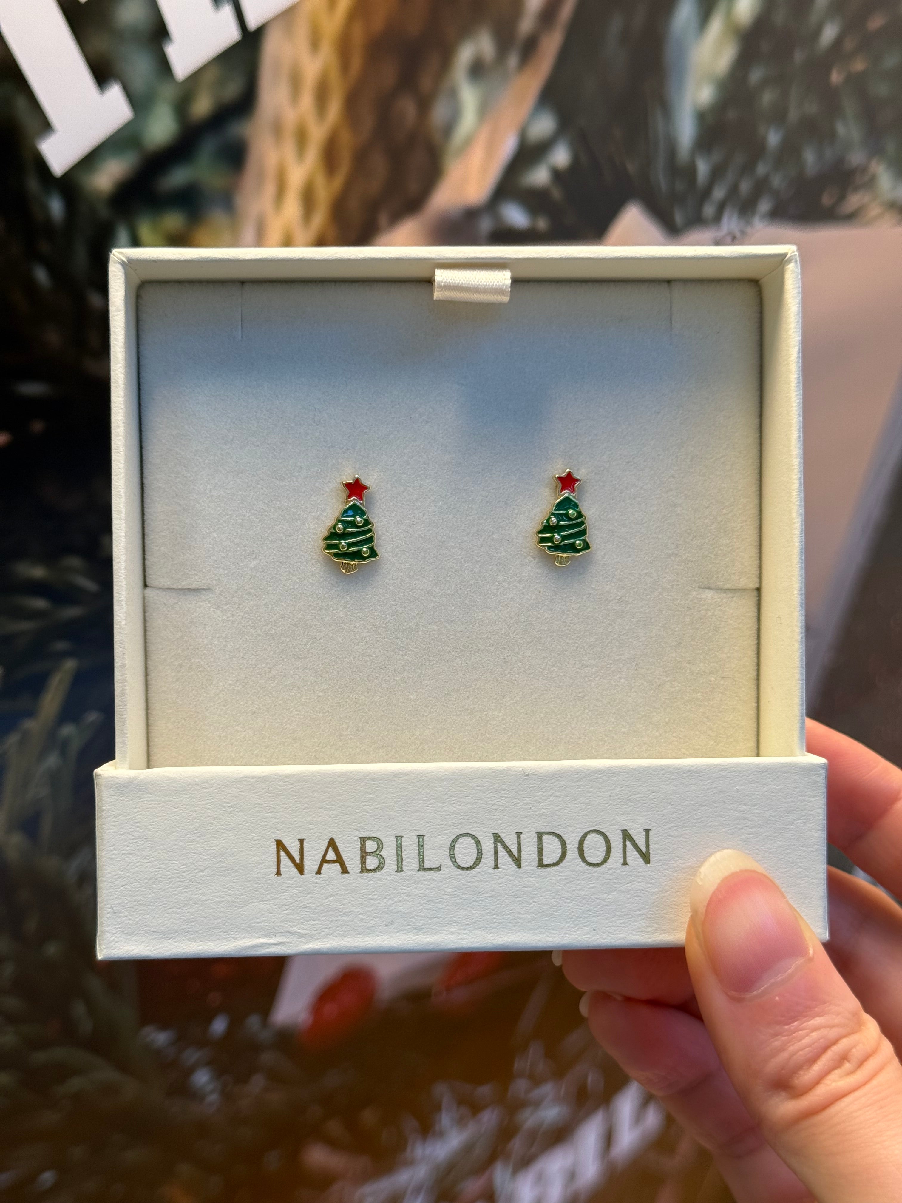 Christmas tinsel baubles tree earrings