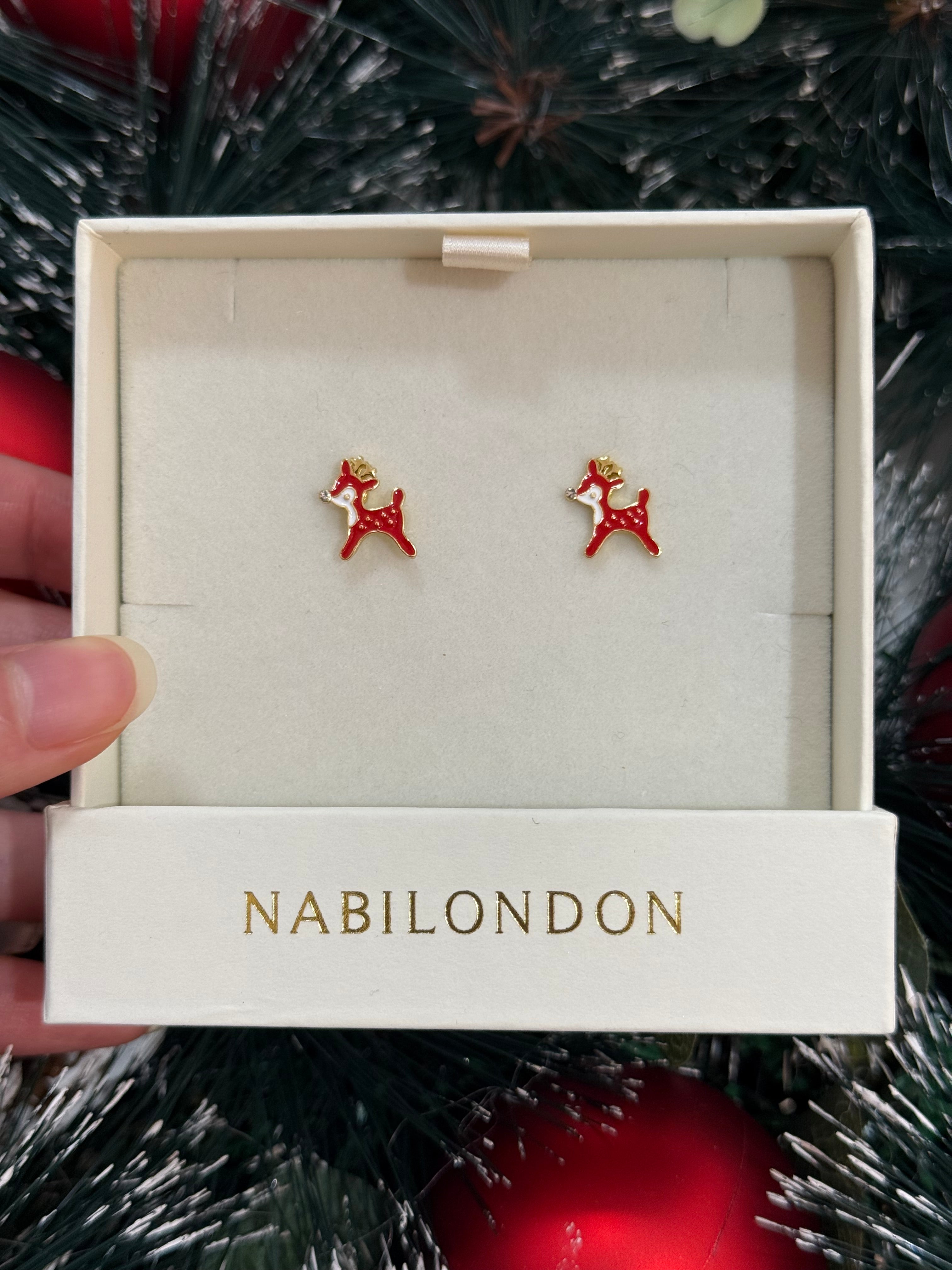 Christmas reindeer cubic earrings