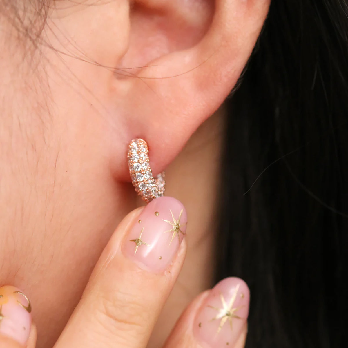 Gemstone semi-hoop earrings