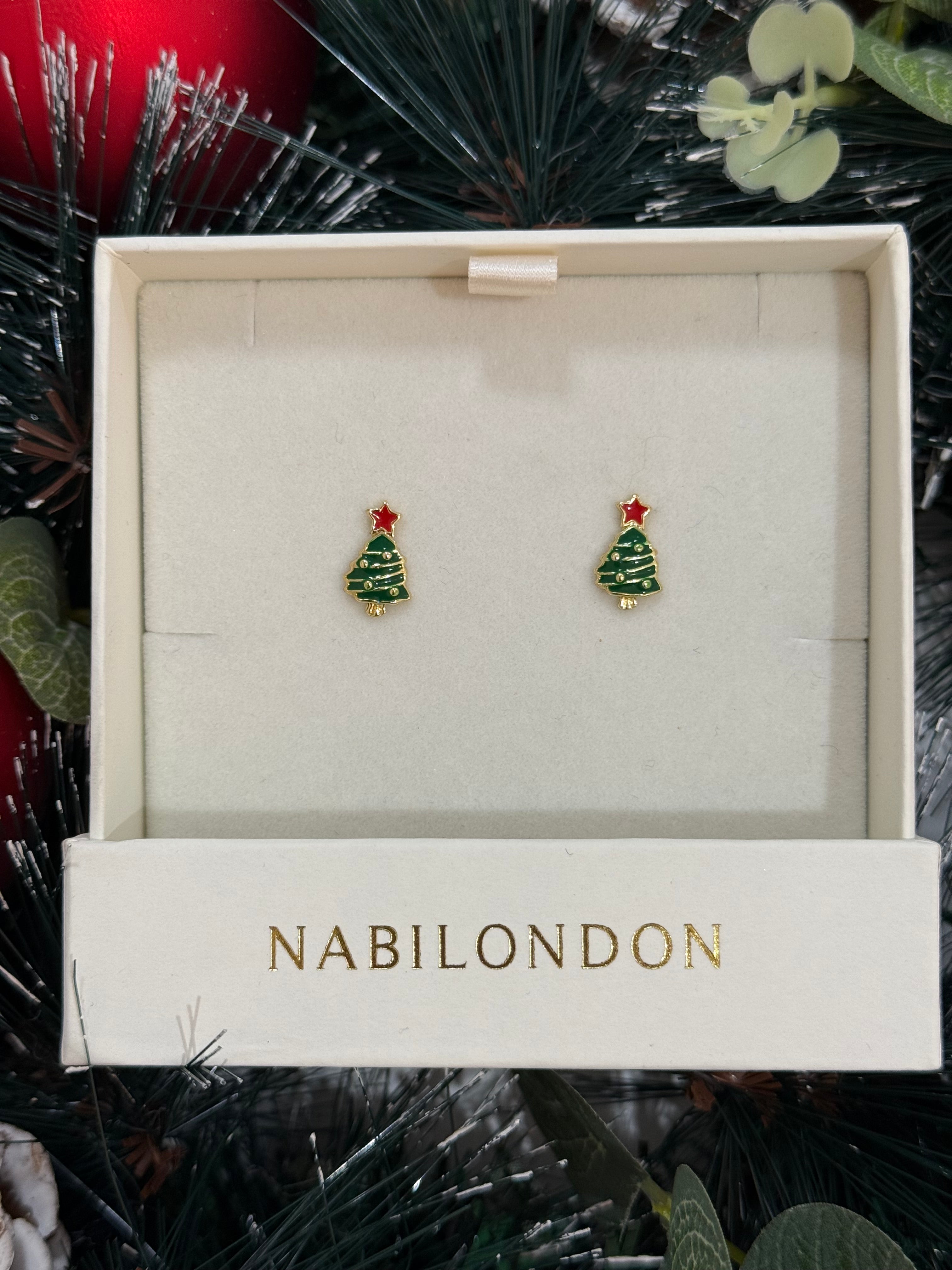 Christmas tinsel baubles tree earrings