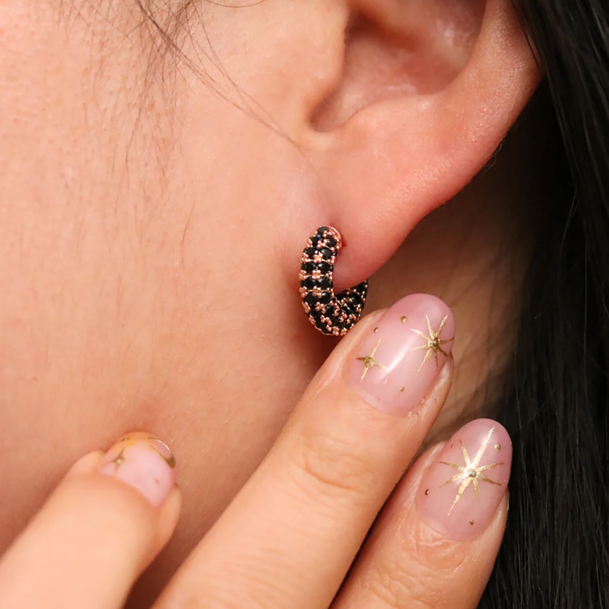 Gemstone semi-hoop earrings