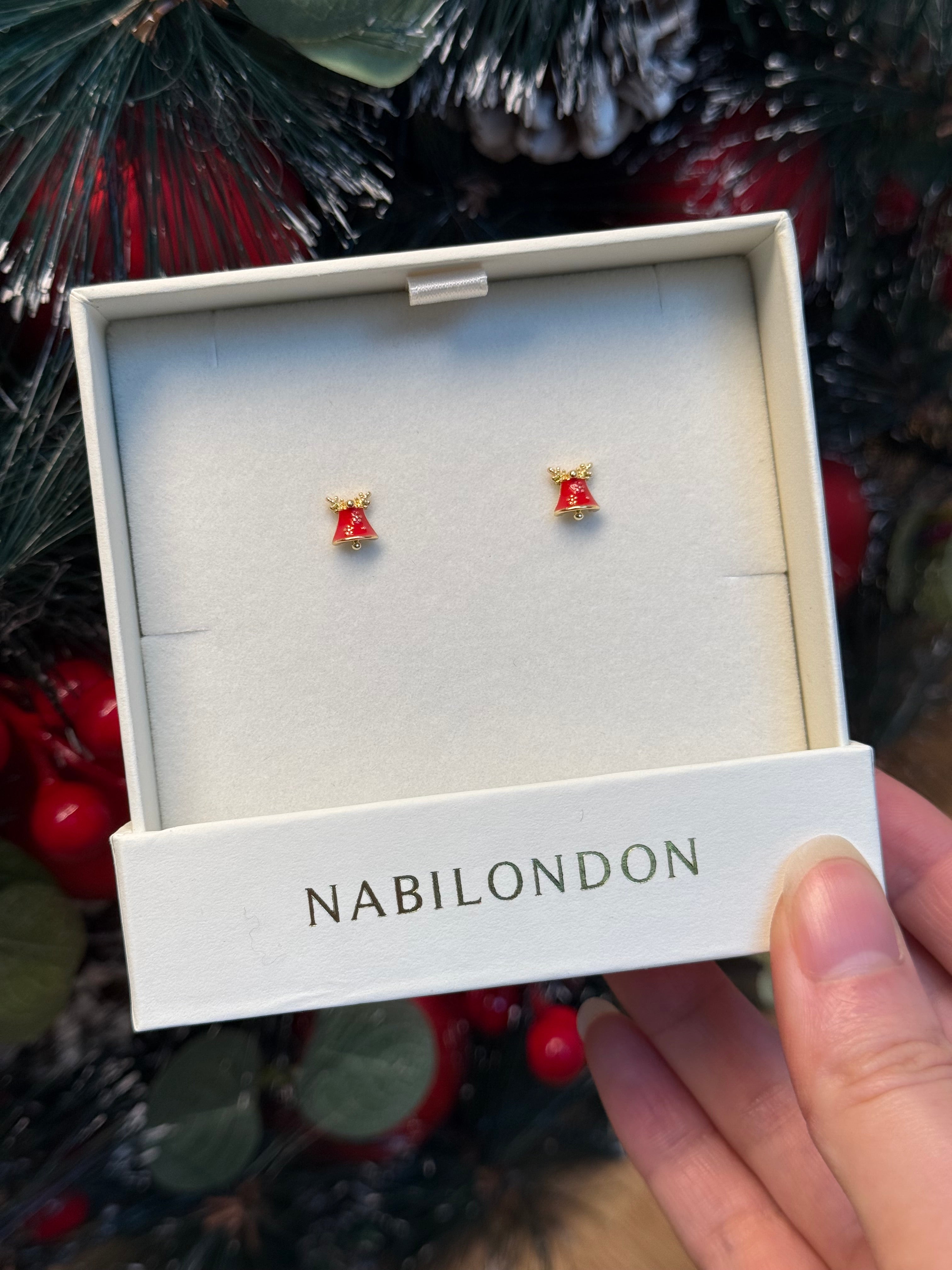 Christmas reindeer bell earrings