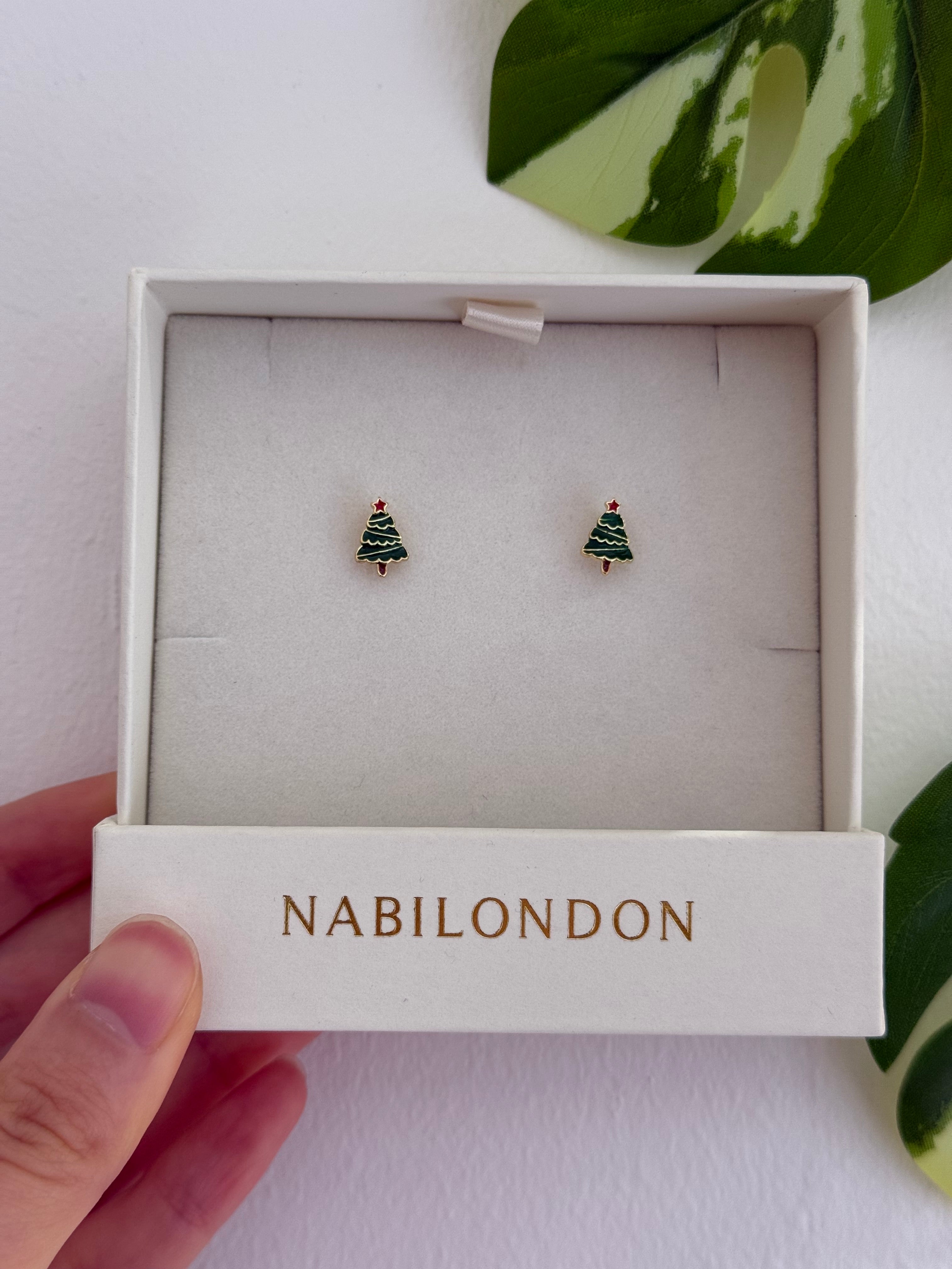 Christmas tinsel tree earrings