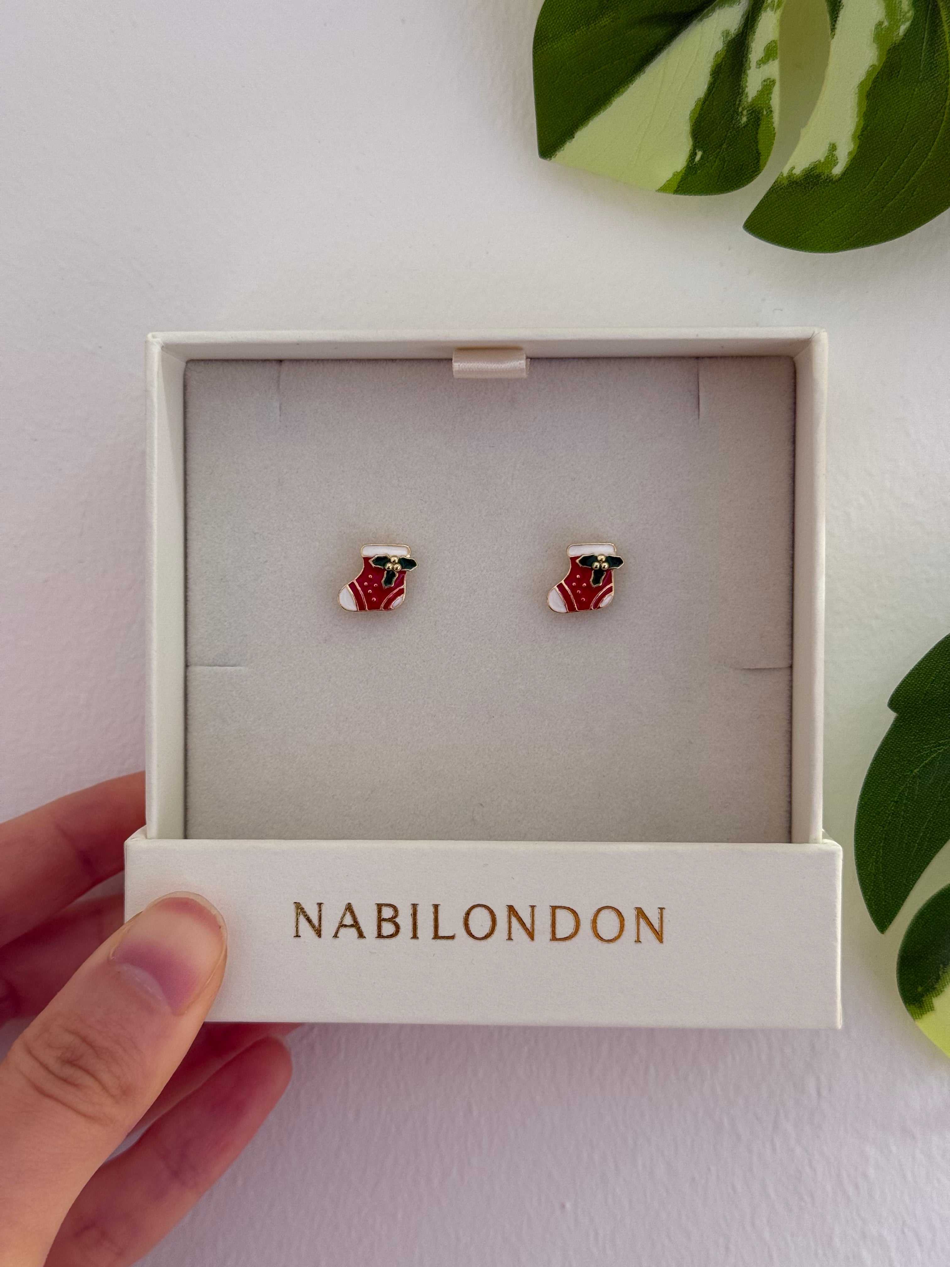 Christmas socks earrings