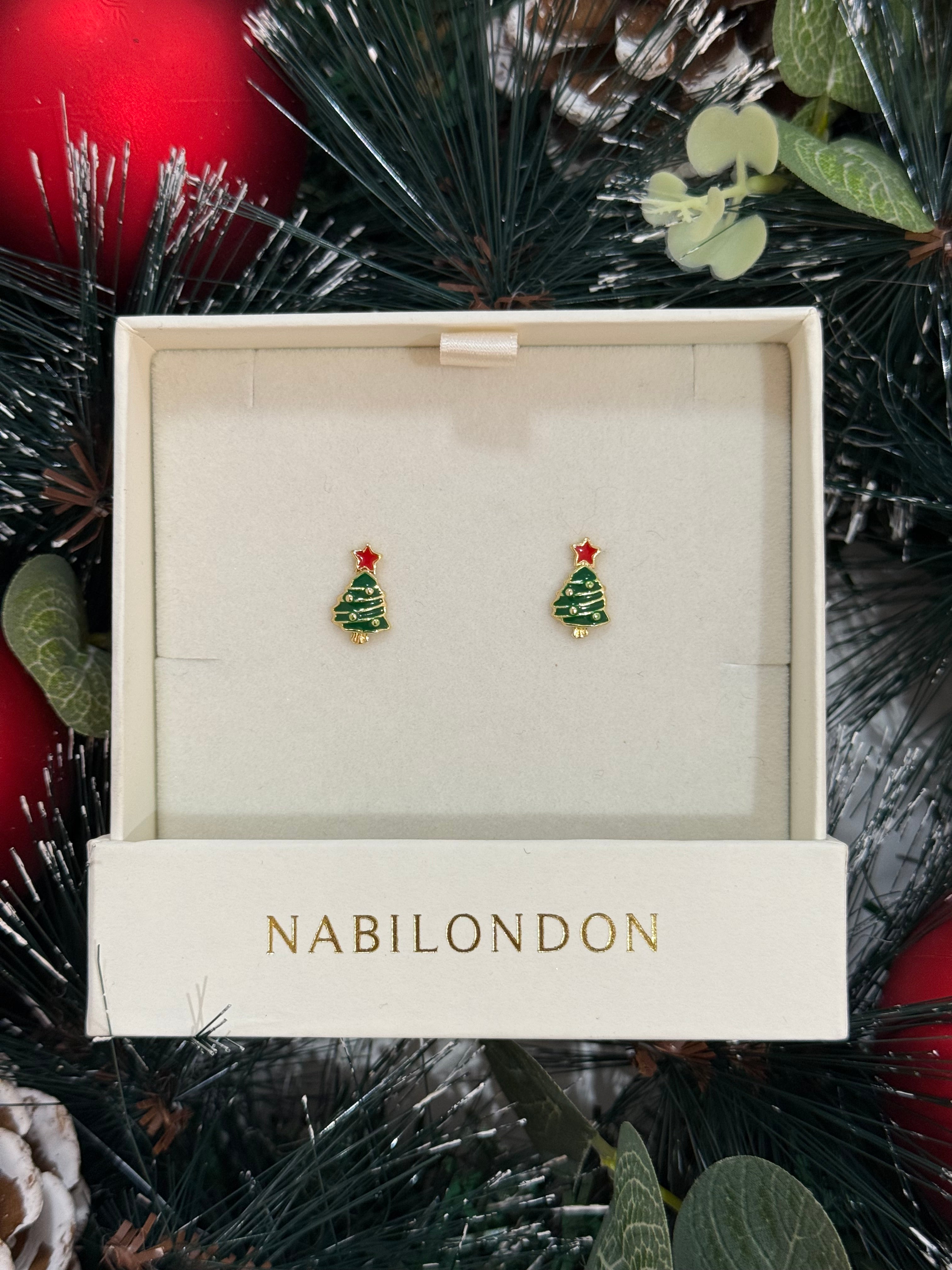Christmas tinsel baubles tree earrings