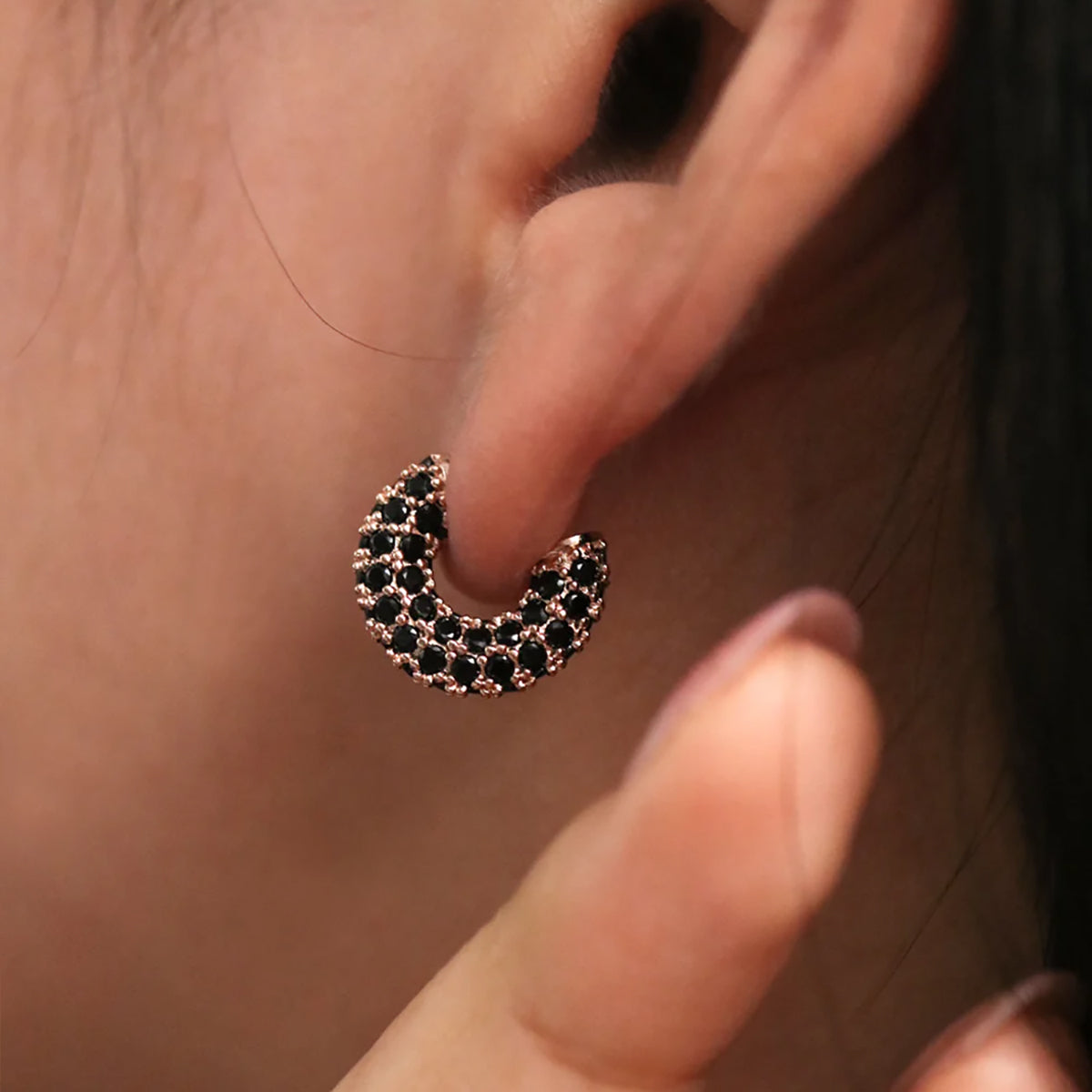 Gemstone semi-hoop earrings