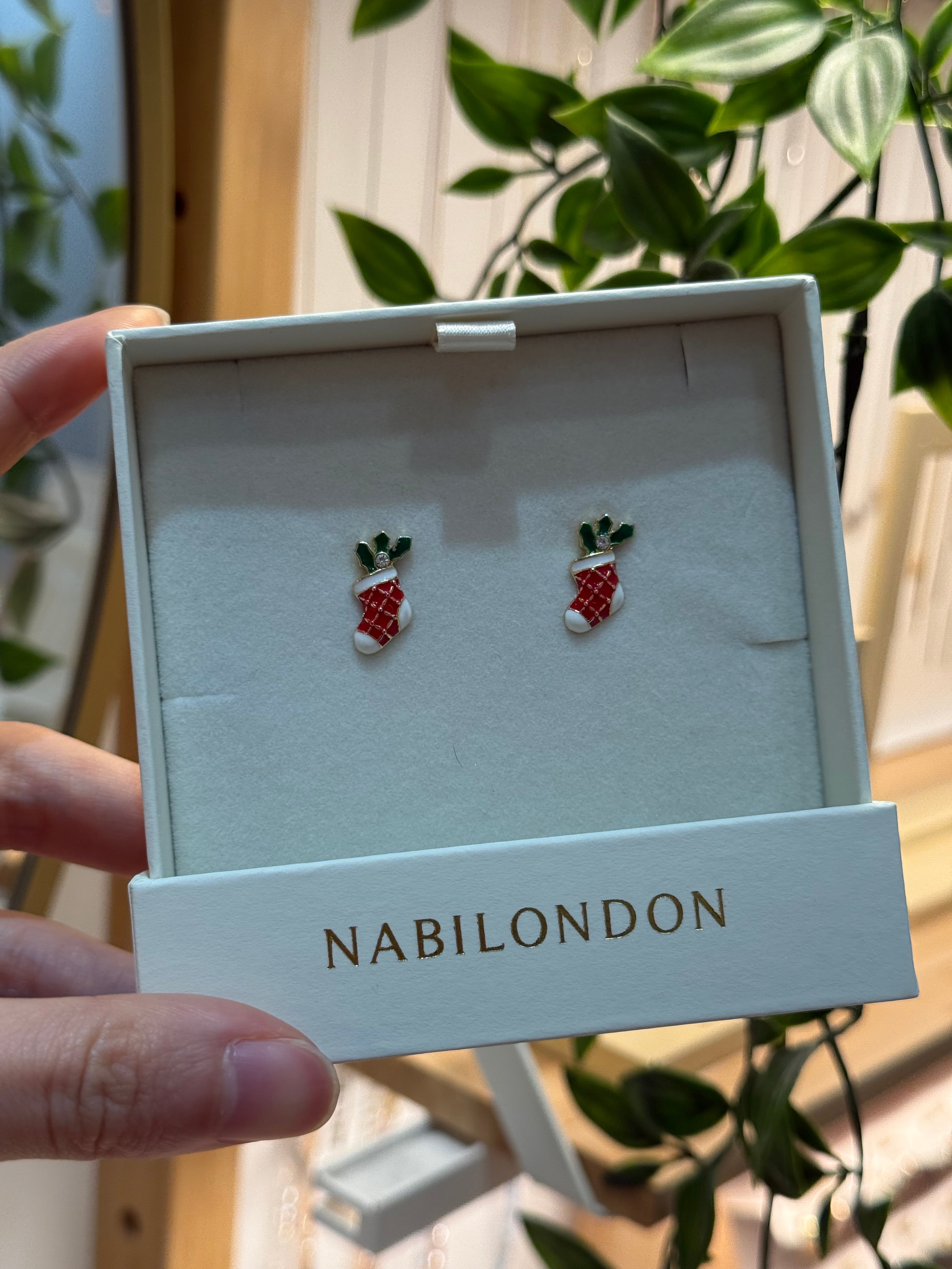 Christmas socks cubic earrings