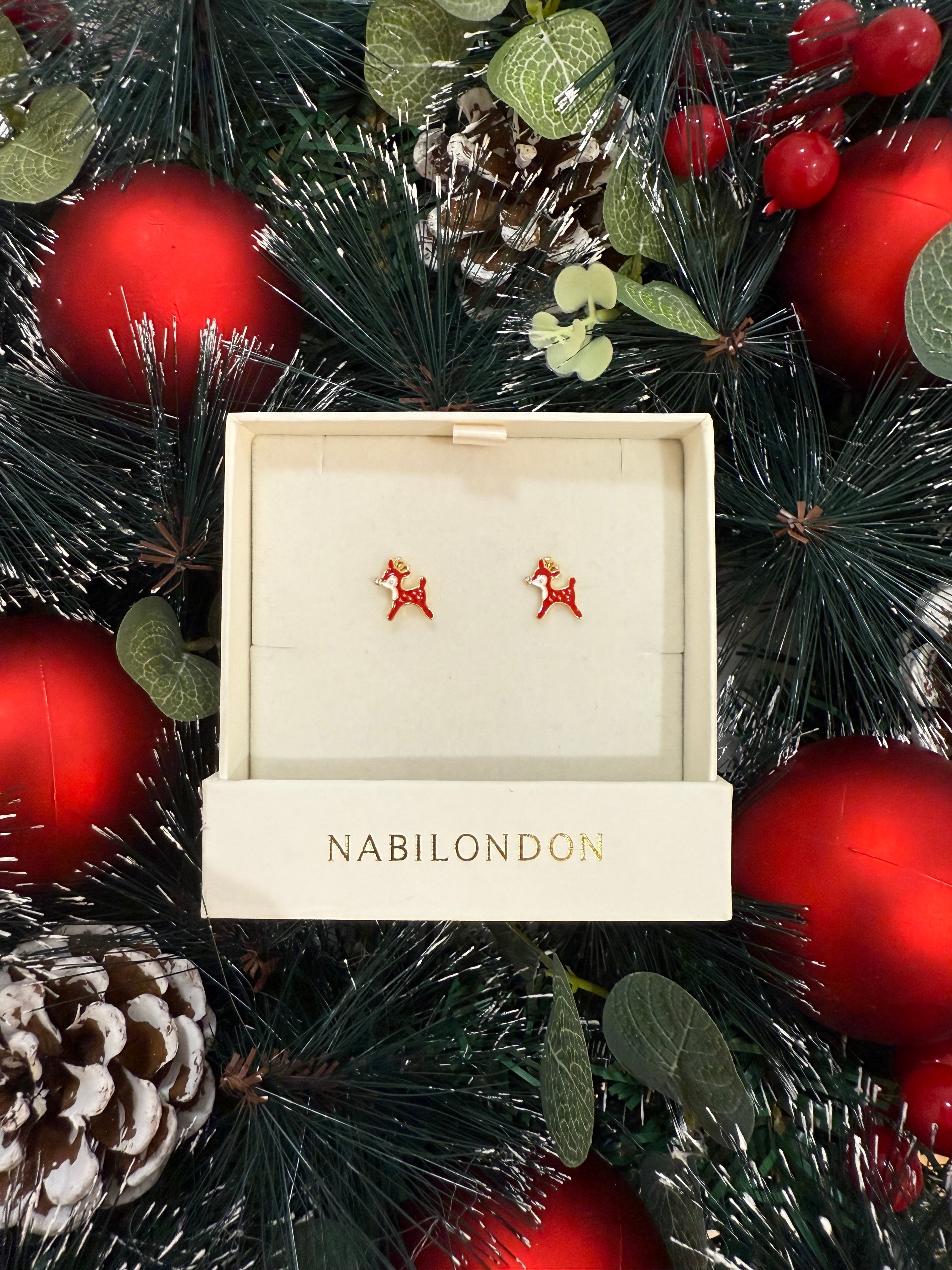 Christmas reindeer cubic earrings