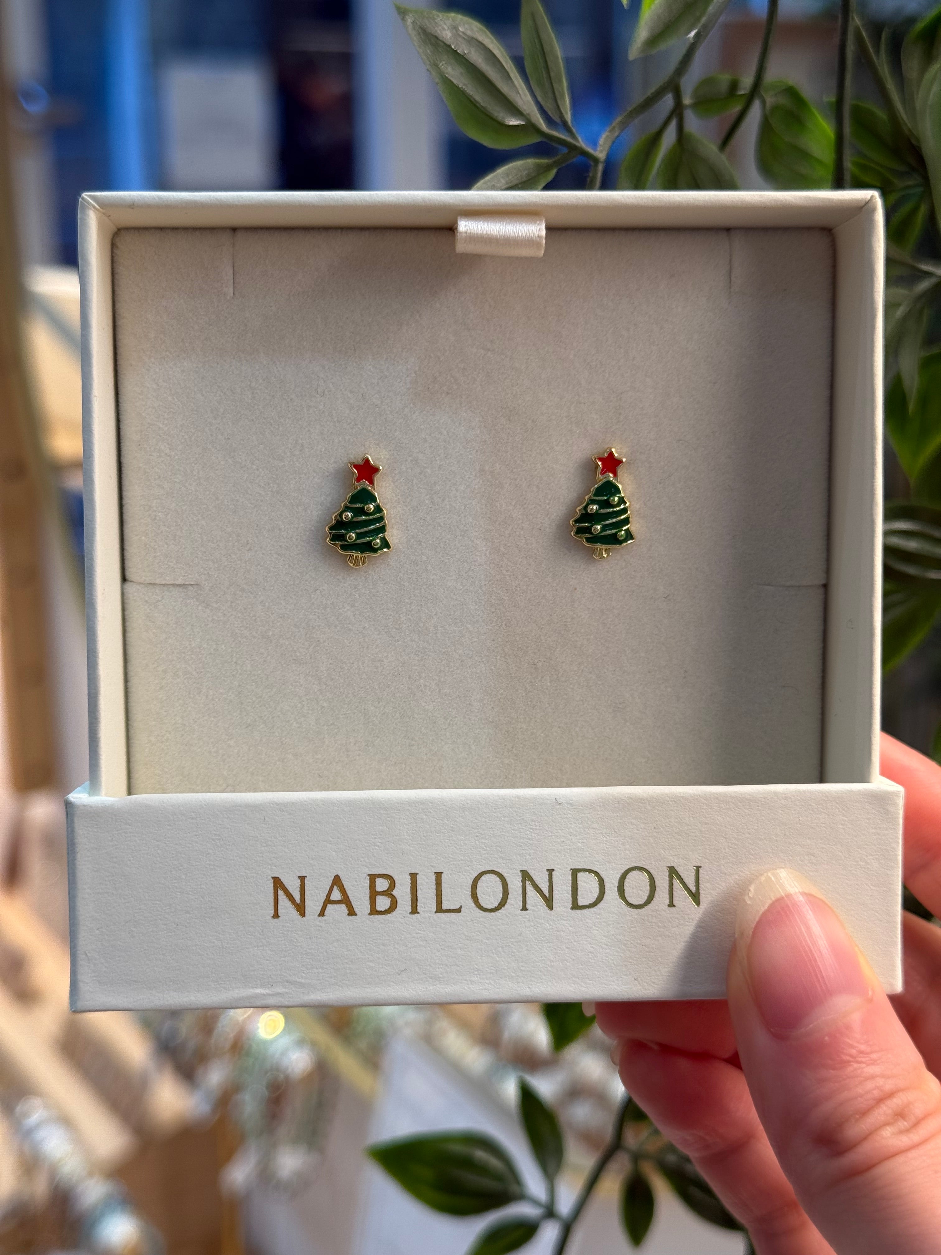Christmas tinsel baubles tree earrings