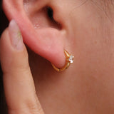Chunky single cubic huggie earrings