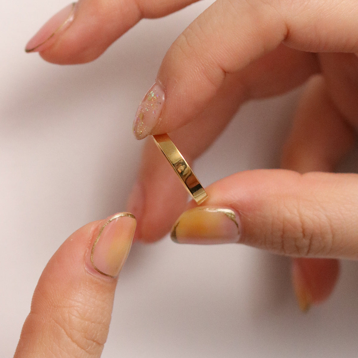 Bold square plain band ring