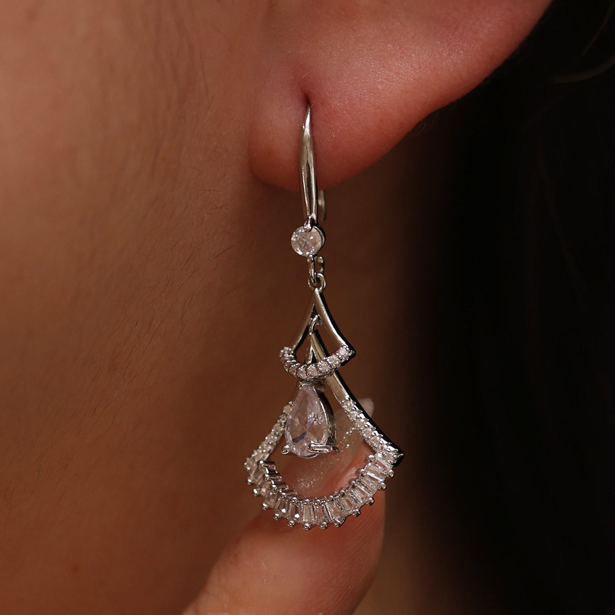 cubic hook drop earrings