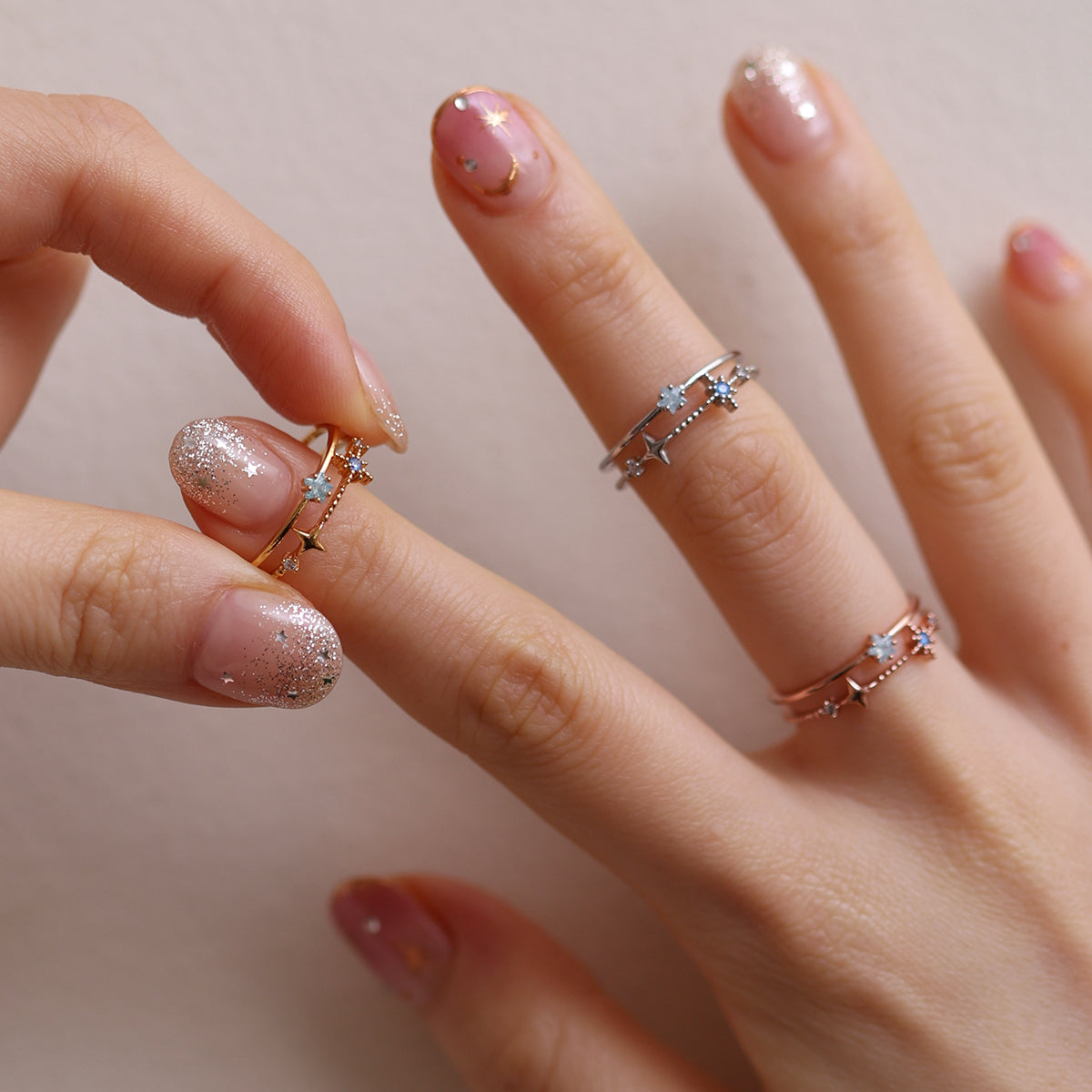 Blue topaz Star layered ring