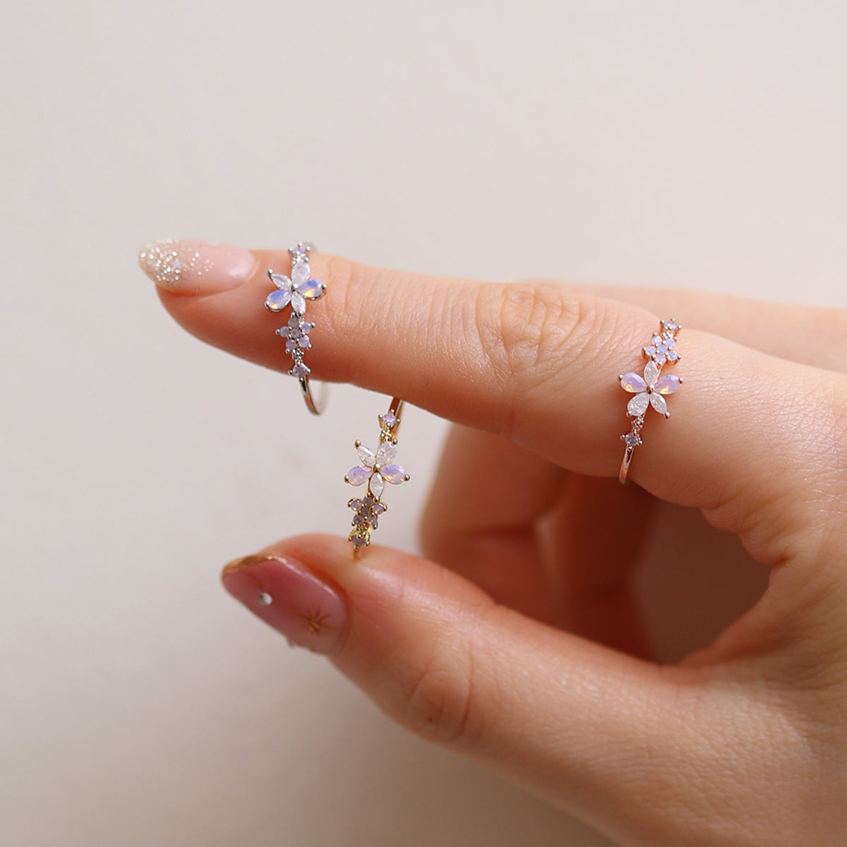 Moonstone Blossom Duo Ring