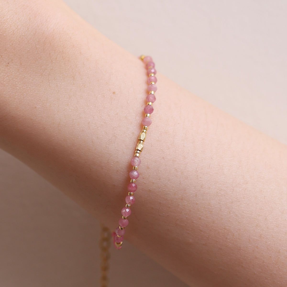 Pink opal beaded bracelet