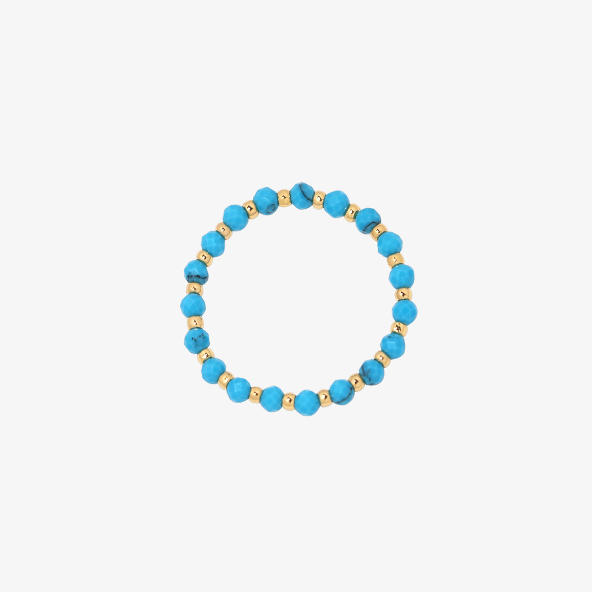 Stretchy Gemstone Ring featuring semi-precious gemstones and delicate sterling silver plated beads, offering a comfortable fit with a touch of refined elegance.