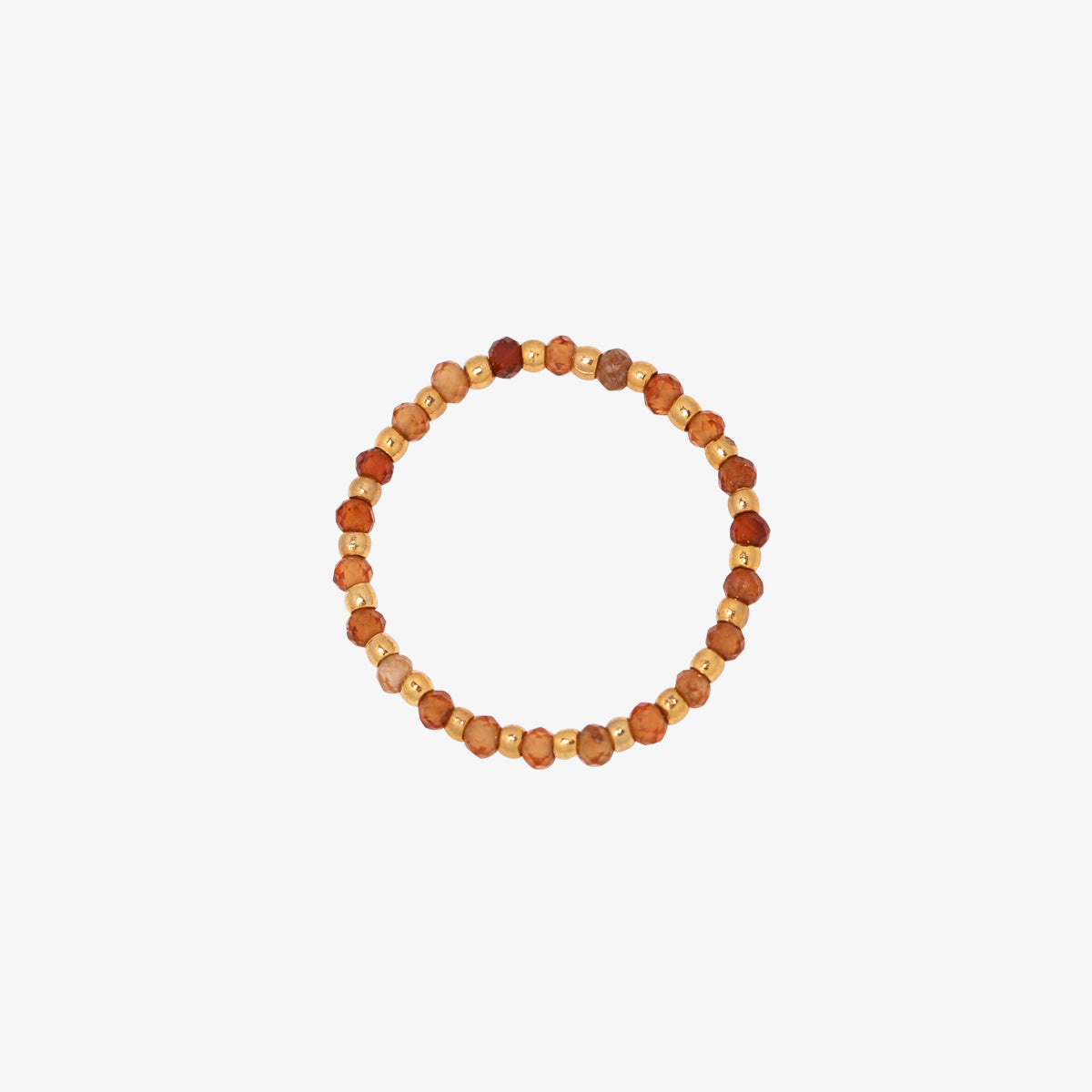 Stretchy Gemstone Ring featuring semi-precious gemstones and delicate sterling silver plated beads, offering a comfortable fit with a touch of refined elegance.