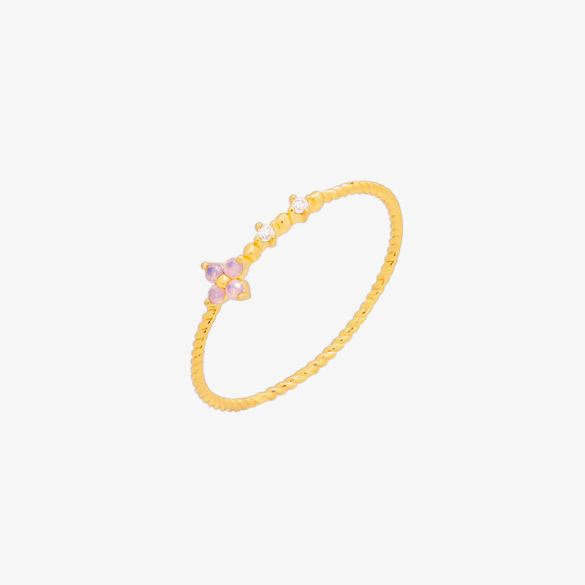 Moonstone Cubic Flower Ring handcrafted with a glowing moonstone centre and delicate cubic flower petals, blending natural beauty.