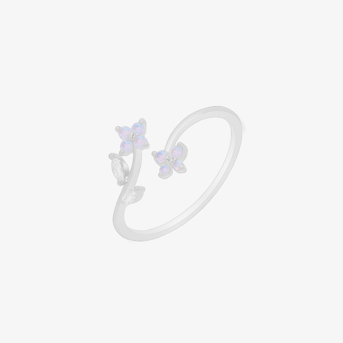 Moonstone flower branch ring