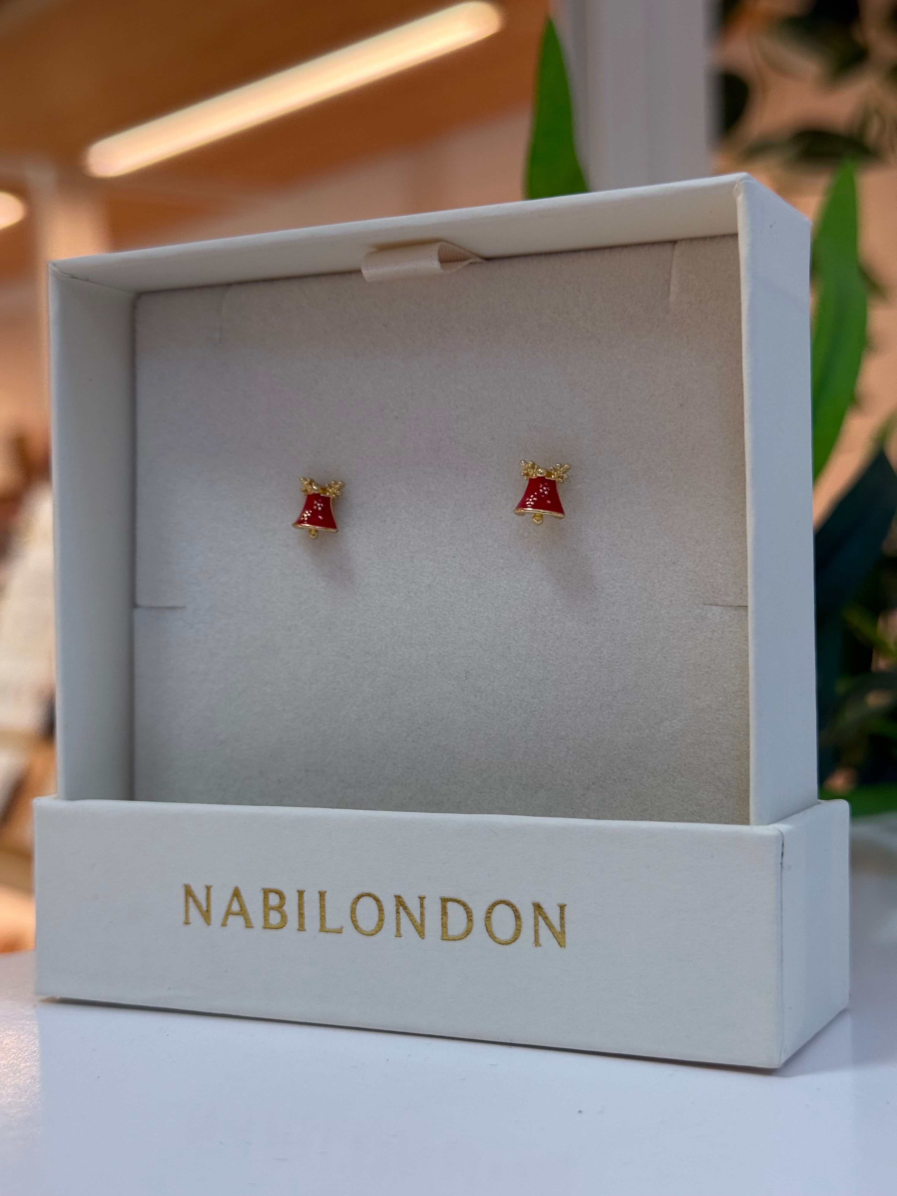 Christmas reindeer bell earrings