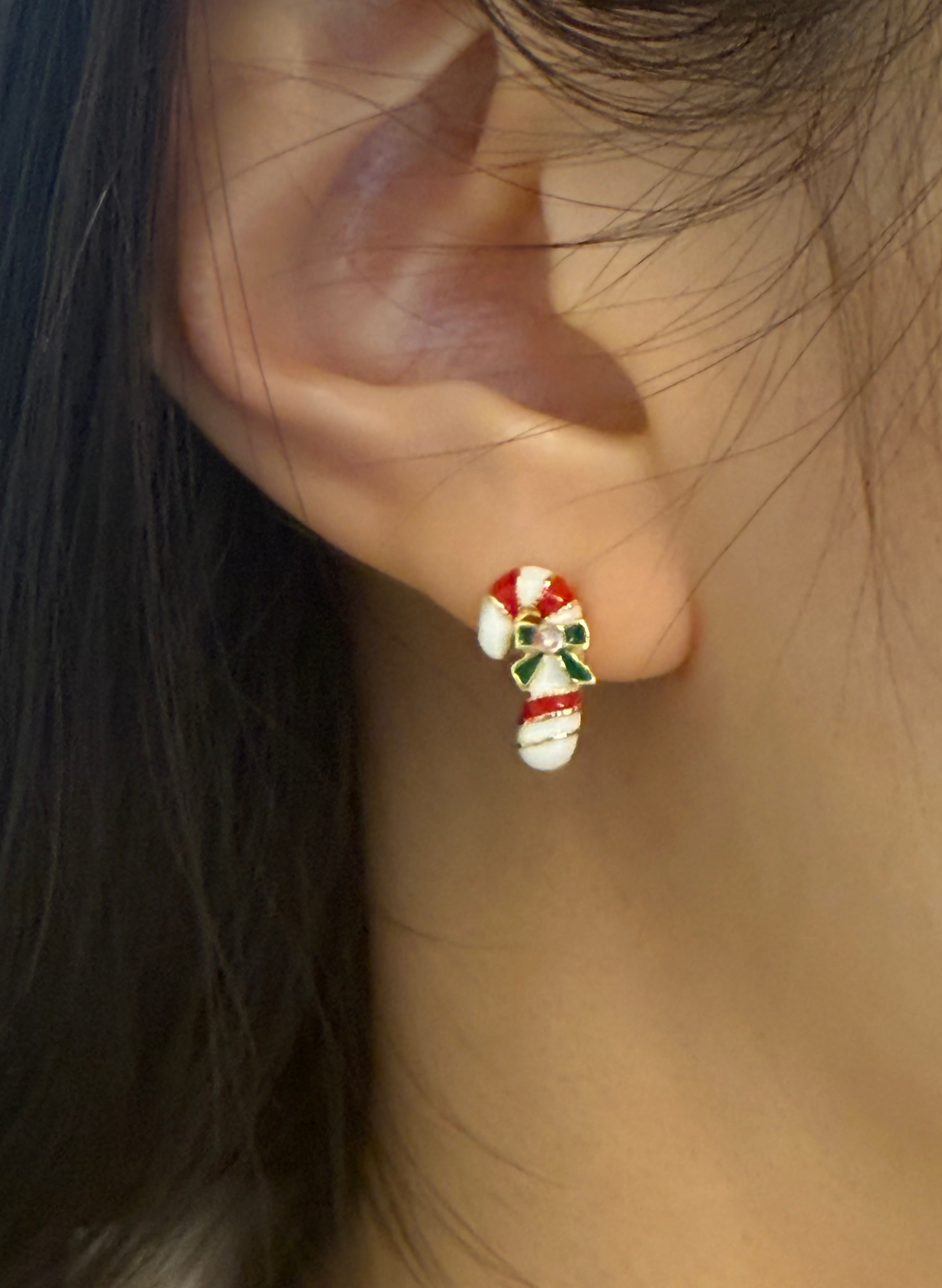 Christmas candy cane earrings