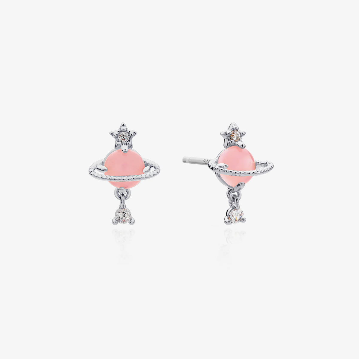 Rose quartz saturn earrings