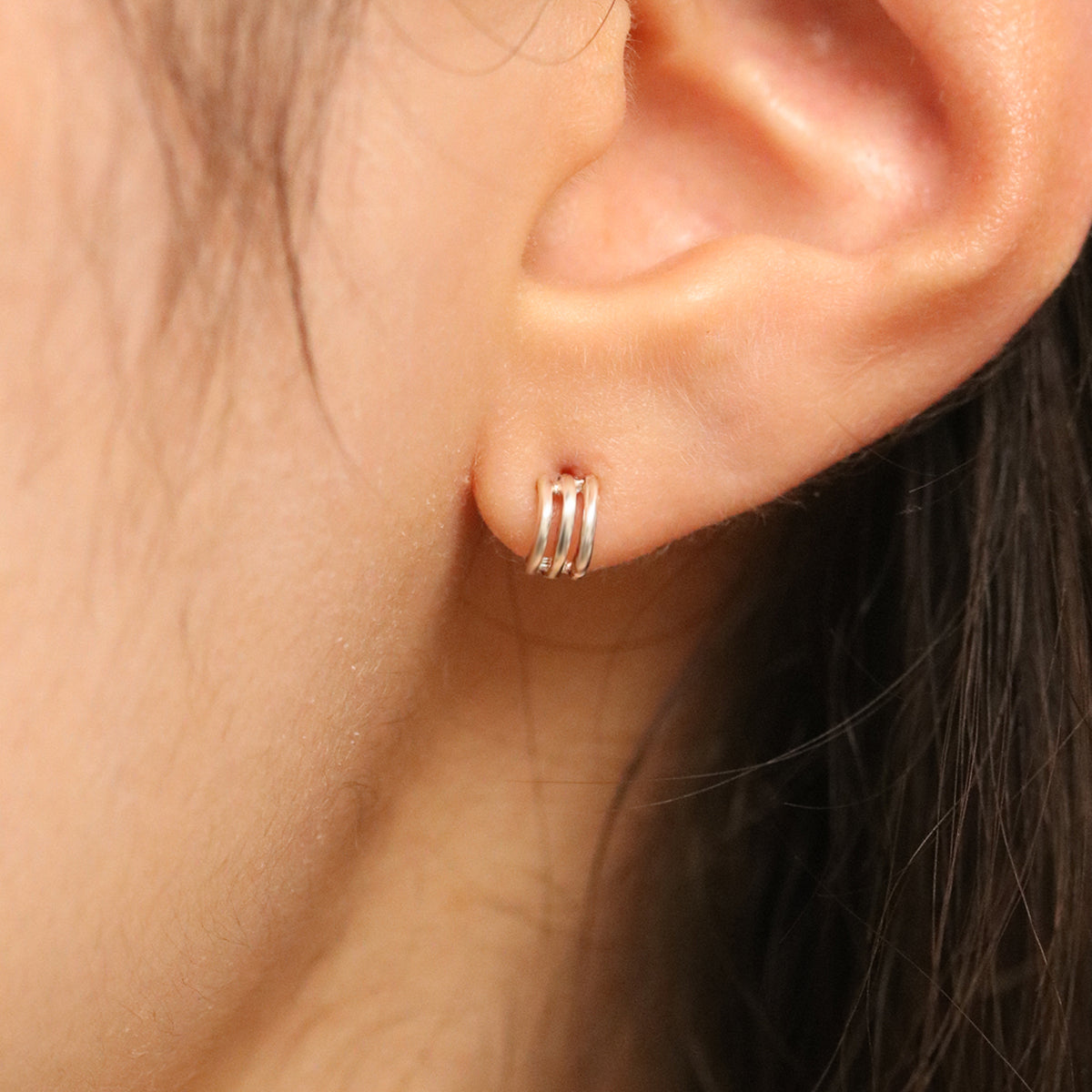 Triple Line Semi-Hoop Earrings