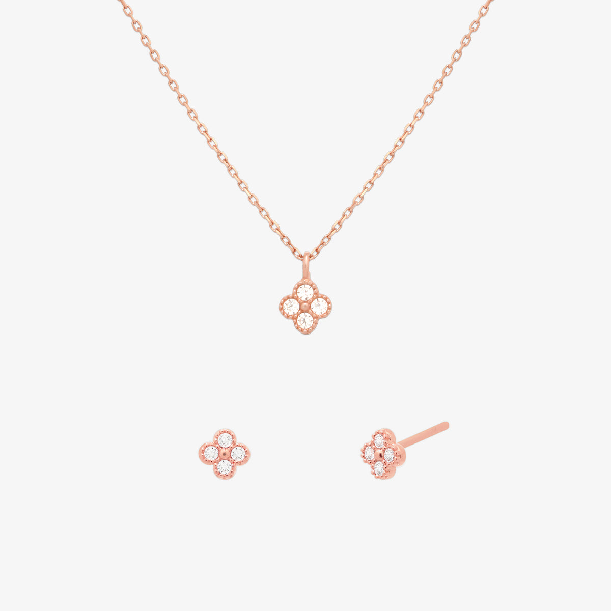 Clover Sparkle Set in Rose gold