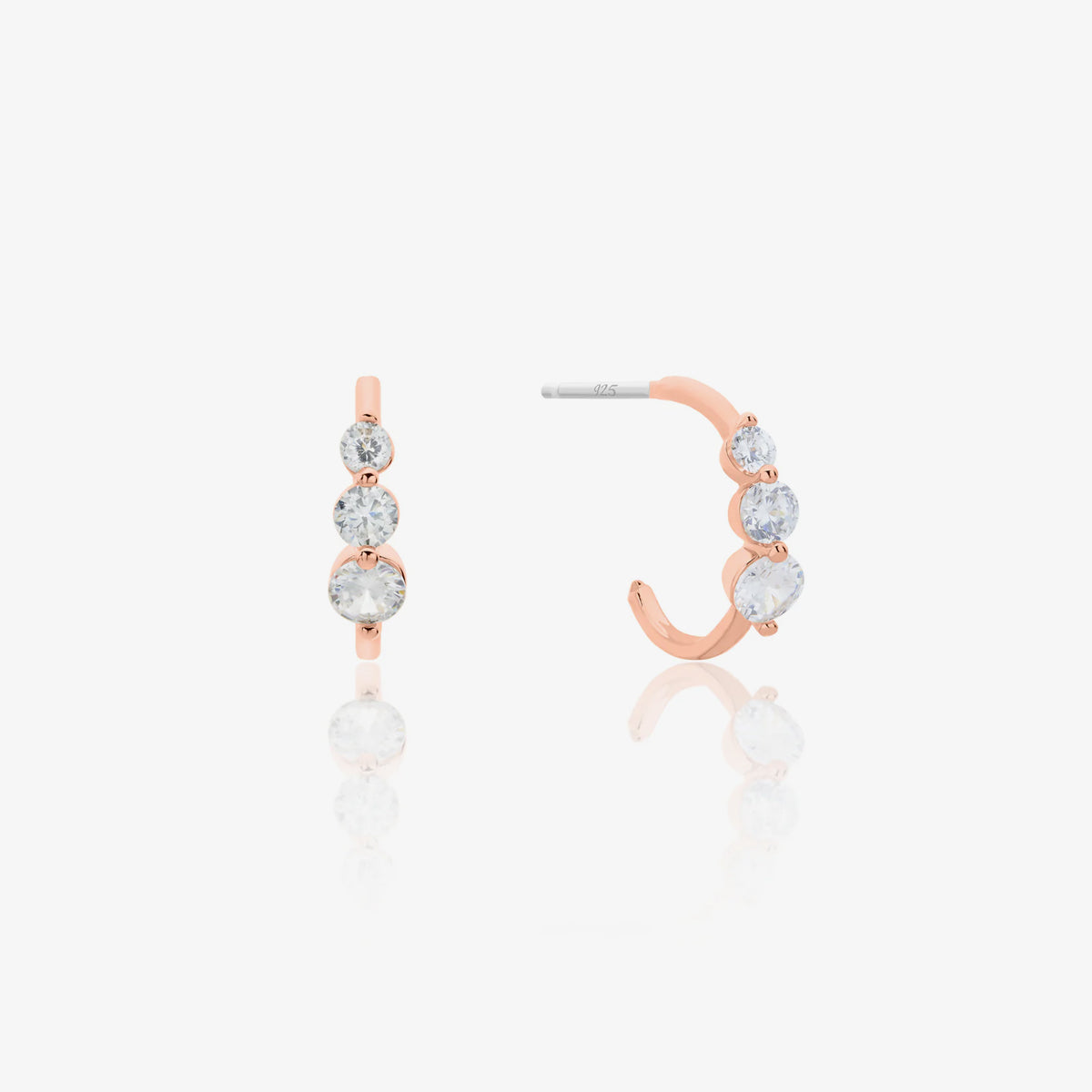 Triple cubic semi-hoop earrings