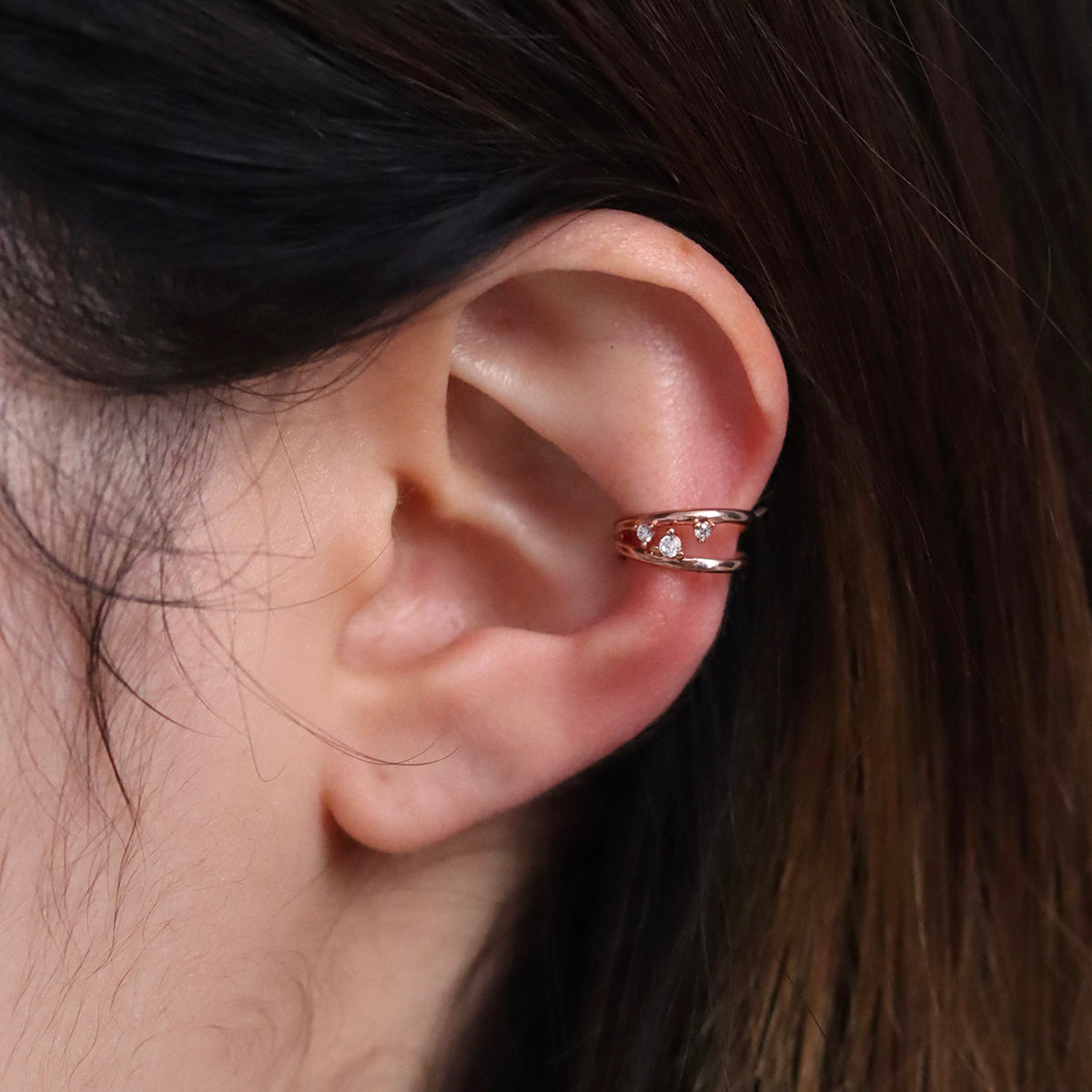 Triple Cubic Ear Cuff