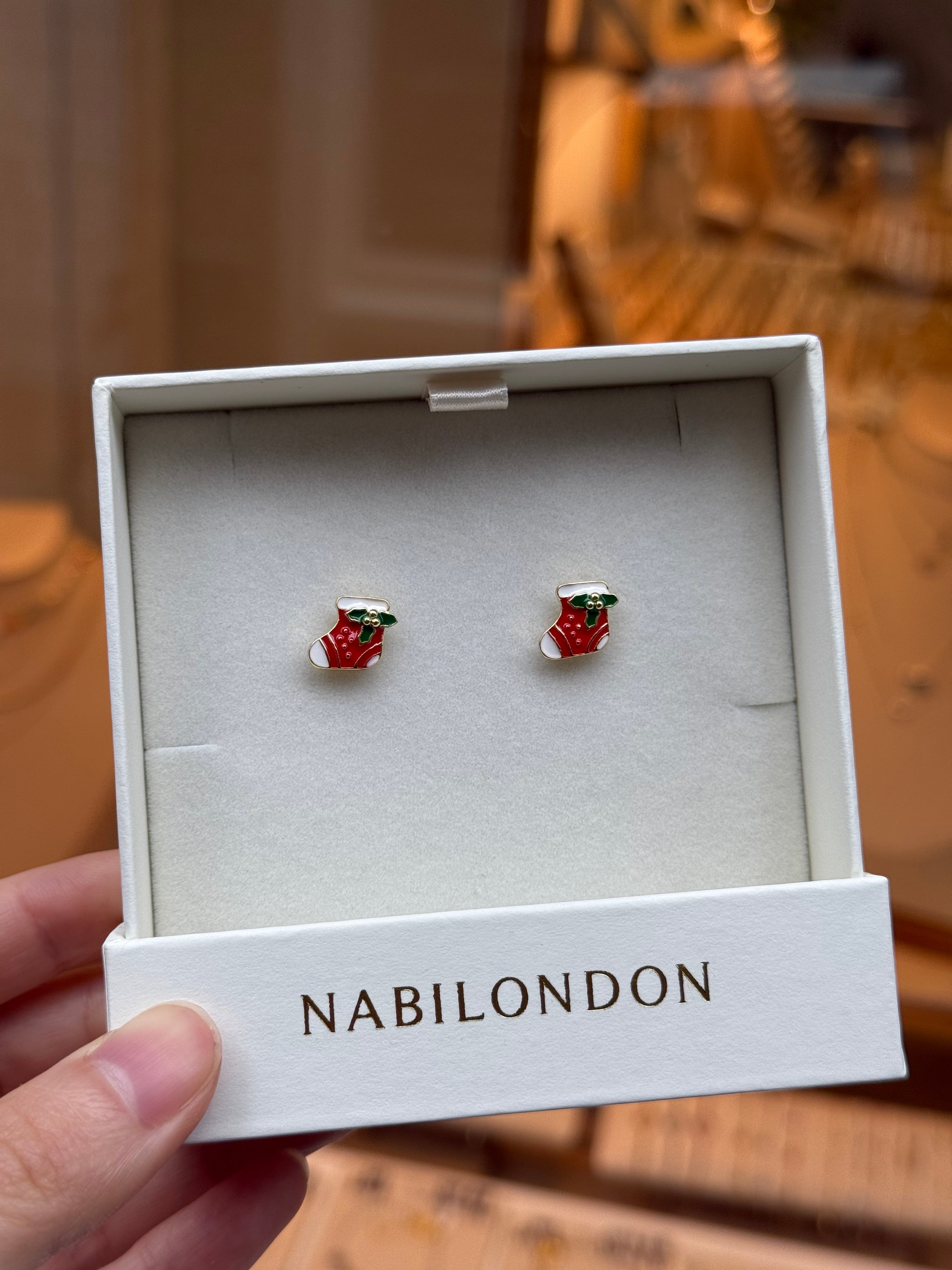 Christmas socks earrings