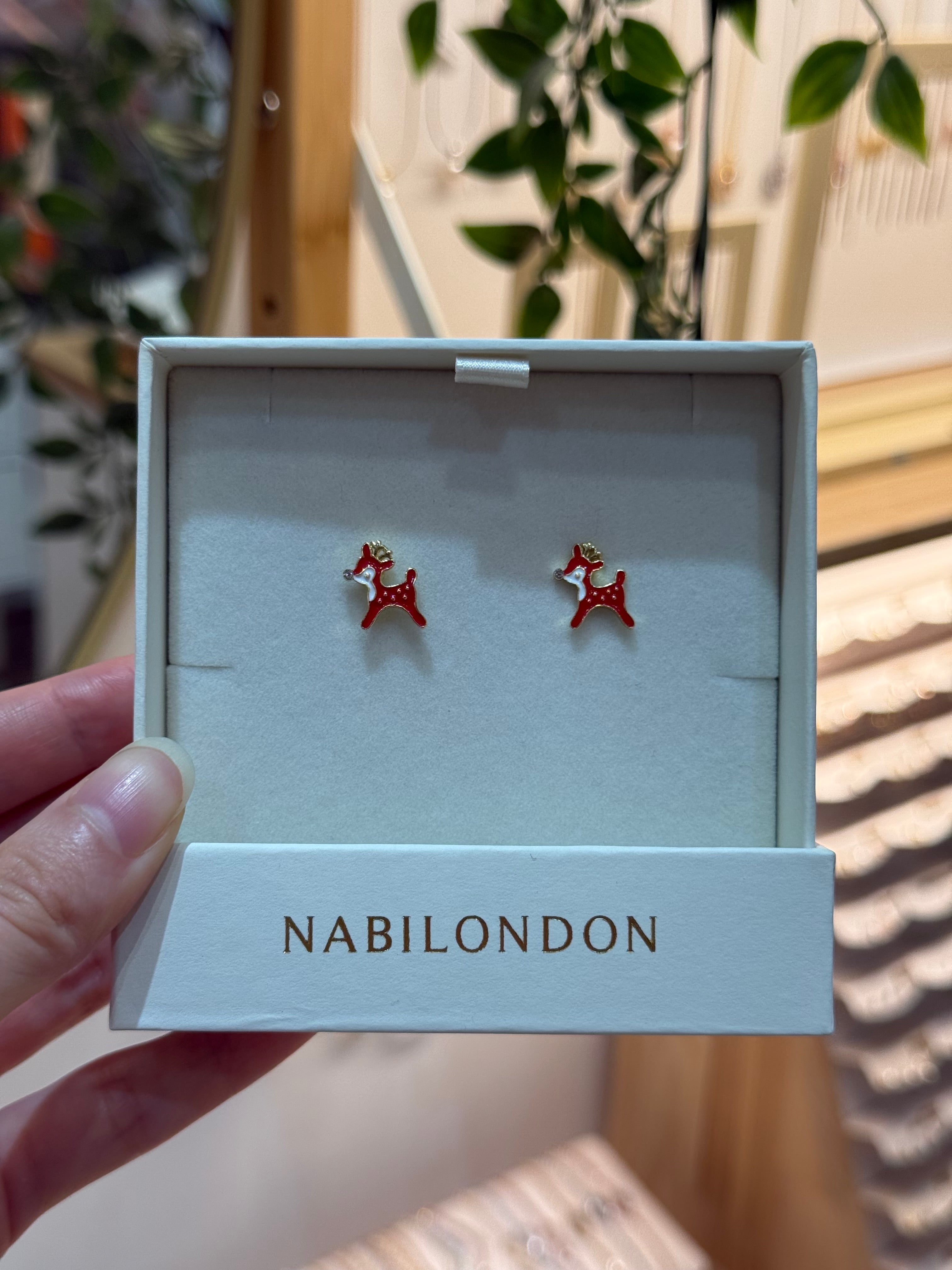 Christmas reindeer cubic earrings
