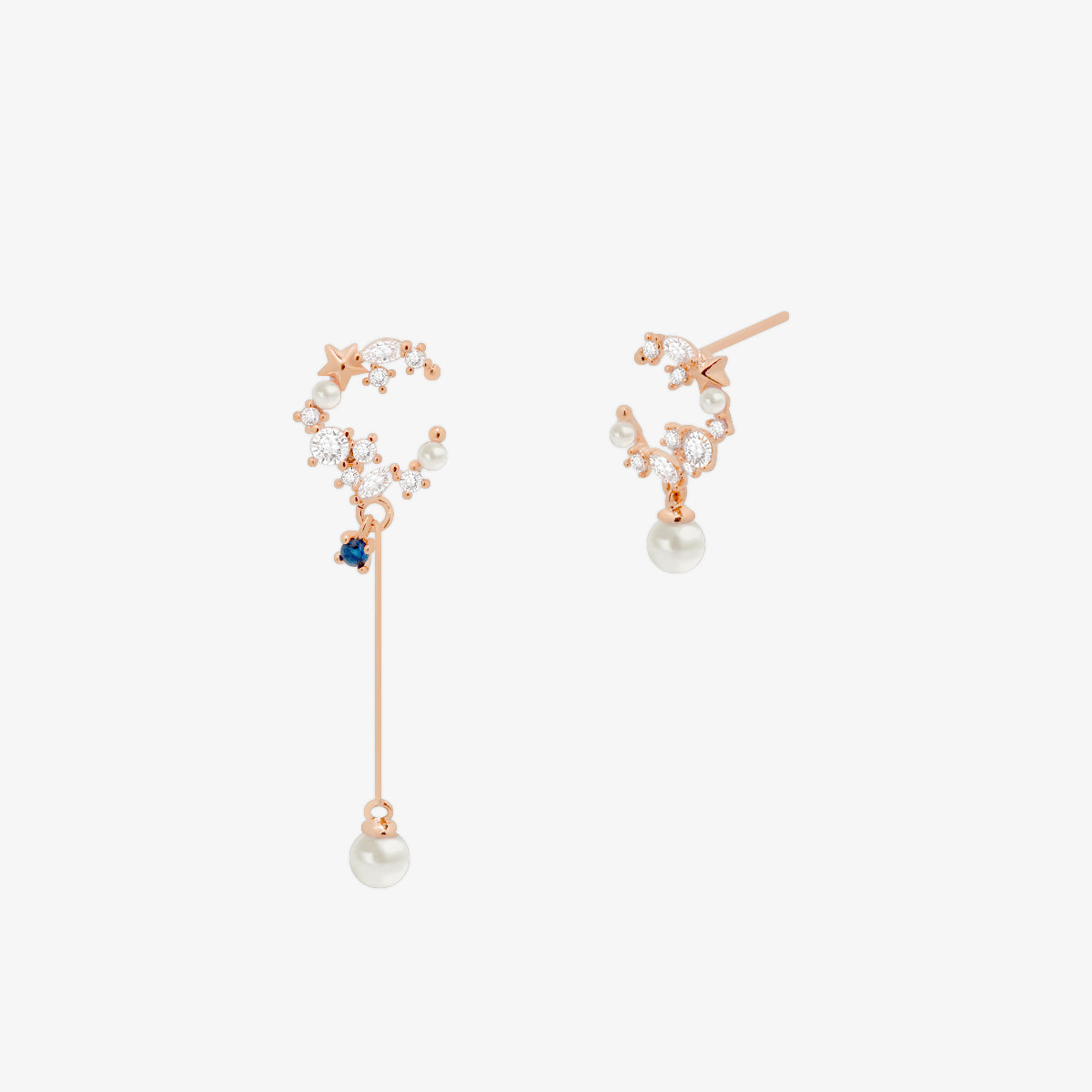 Cubic moon dangled pearl Earrings