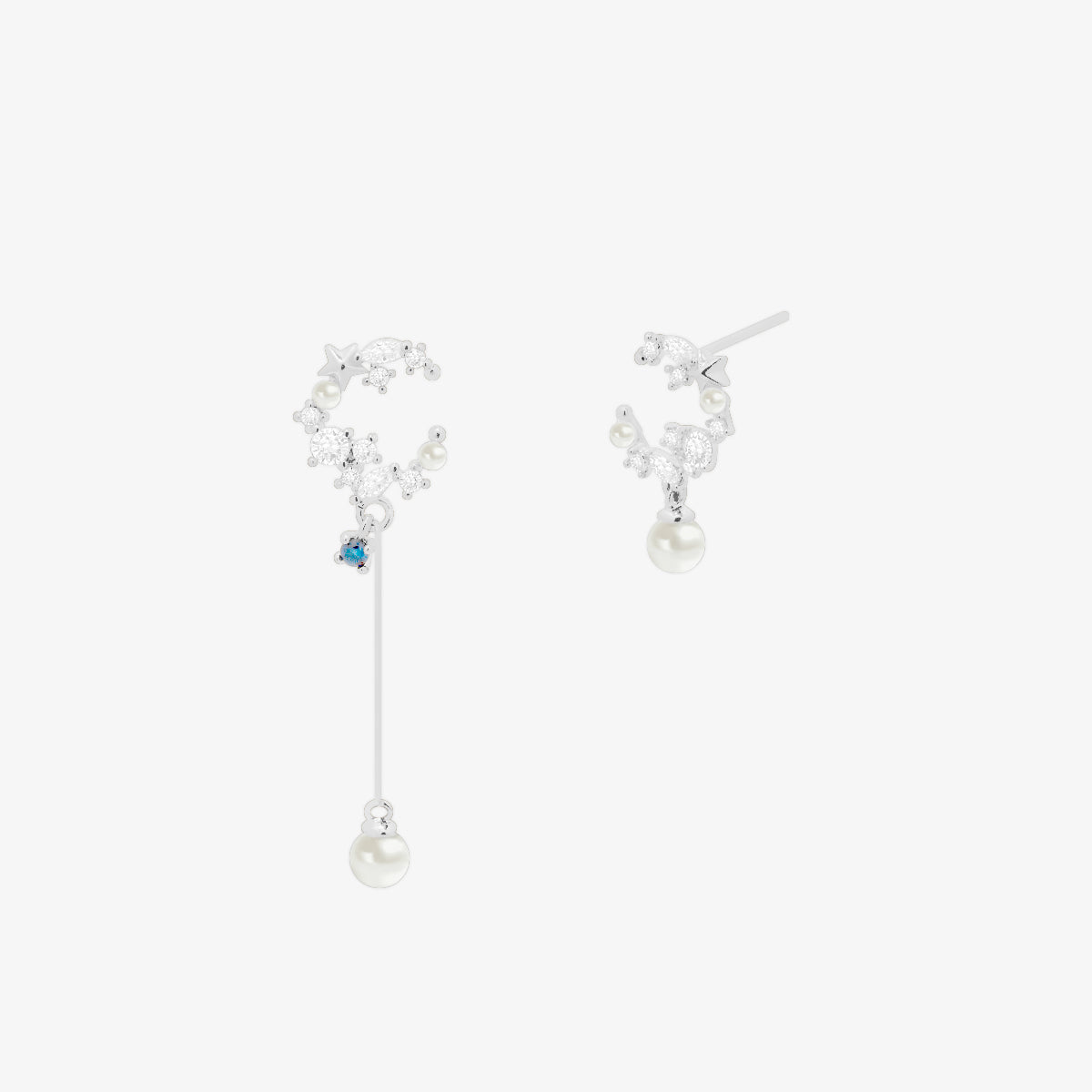 Cubic moon dangled pearl Earrings