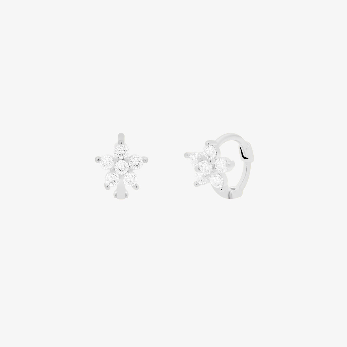 Dainty cubic flower huggie earring