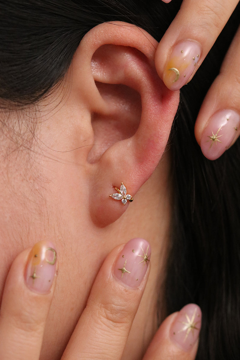 Crystal butterfly huggie earring
