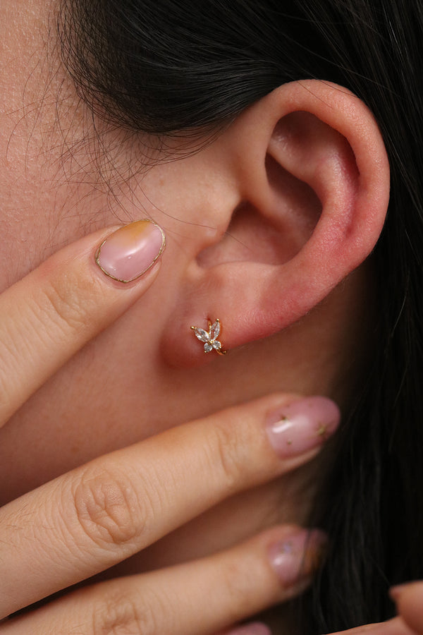 Crystal butterfly huggie earring