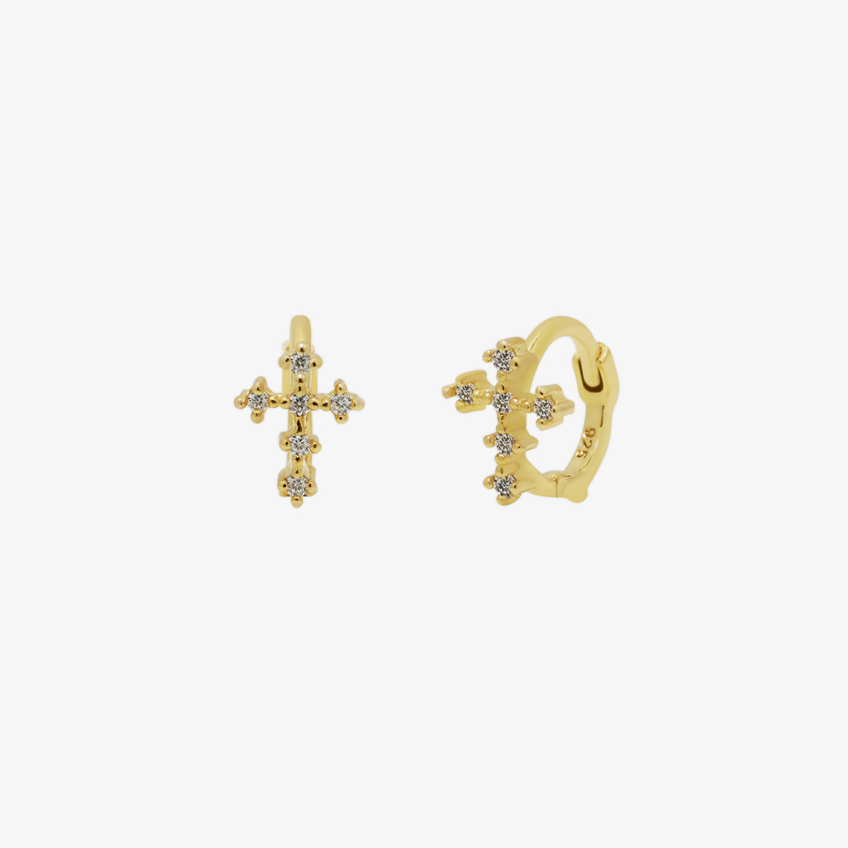 Cubic cross huggie earring