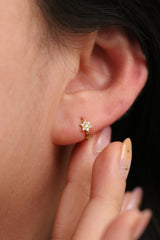 Cubic flower huggie earring
