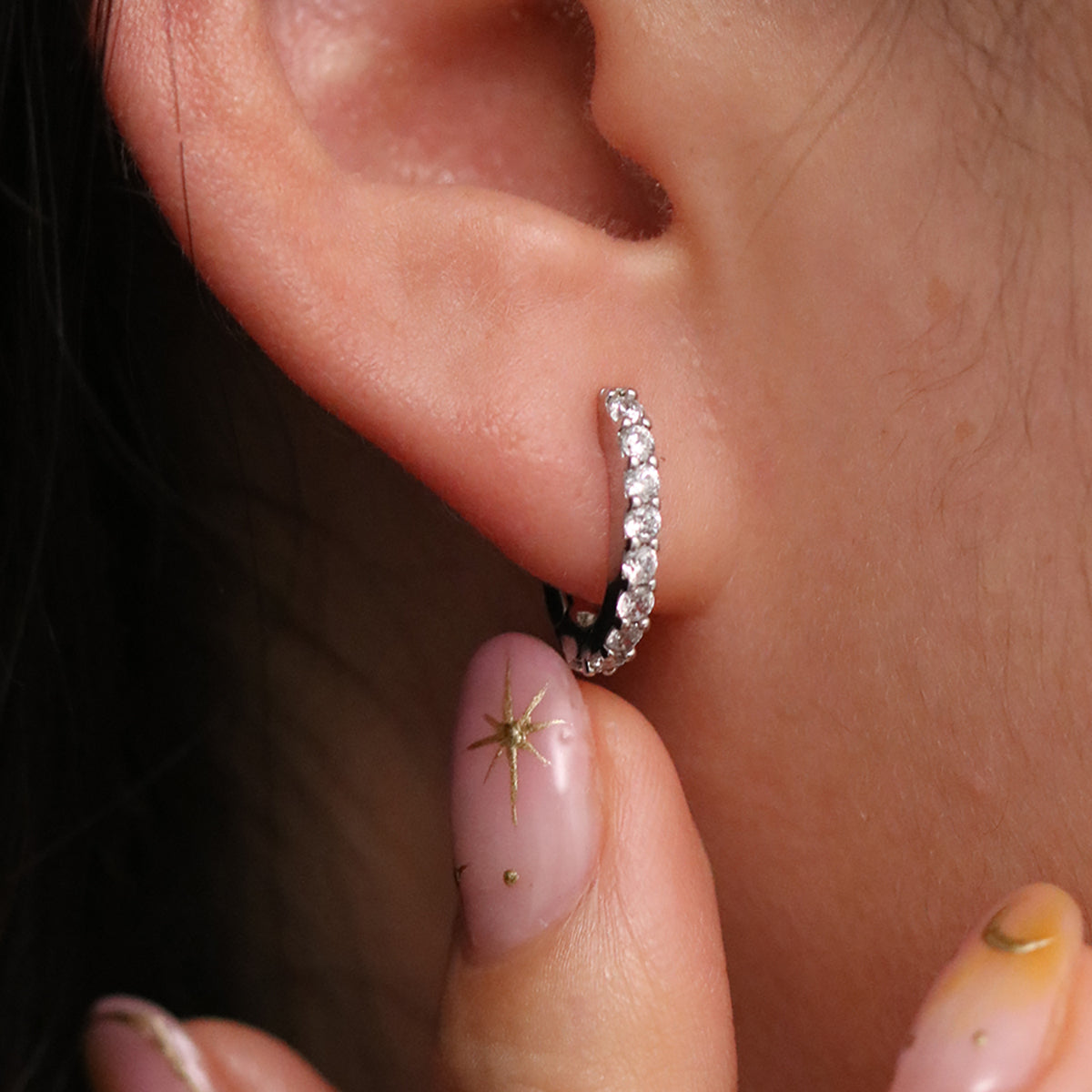 Claw pave huggie earrings