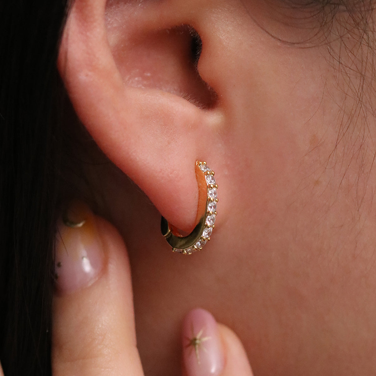 Claw pave huggie earrings