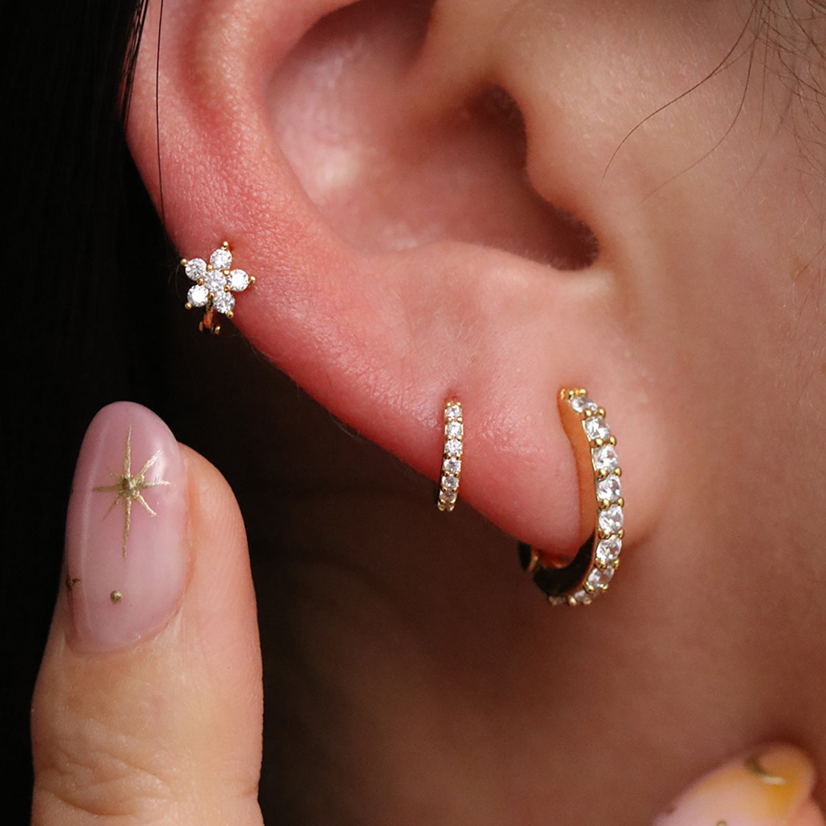 Claw pave huggie earrings