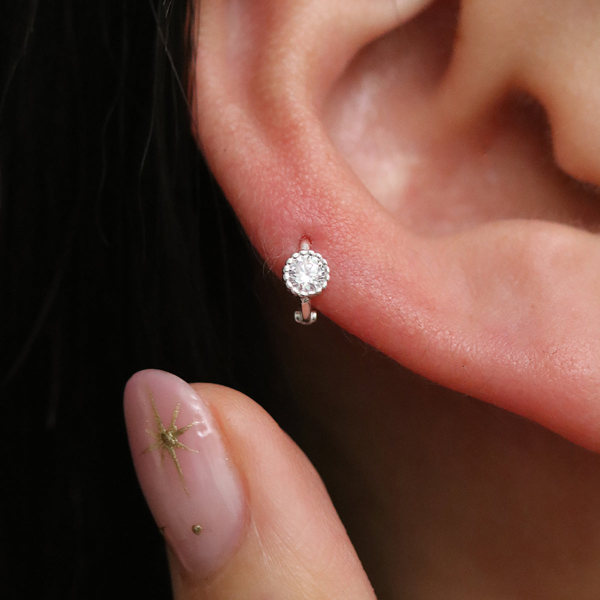 Single cubic huggie earring