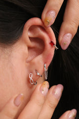 Baguette gemstone huggie earring