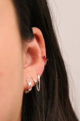 Baguette gemstone huggie earring