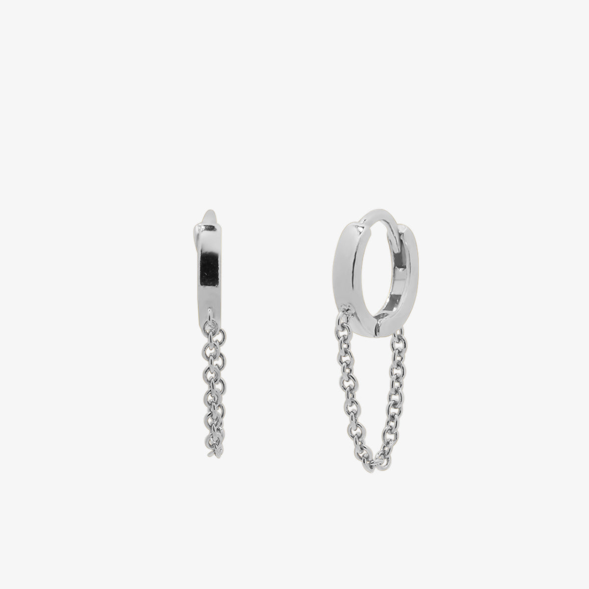 Chain drop huggie earring