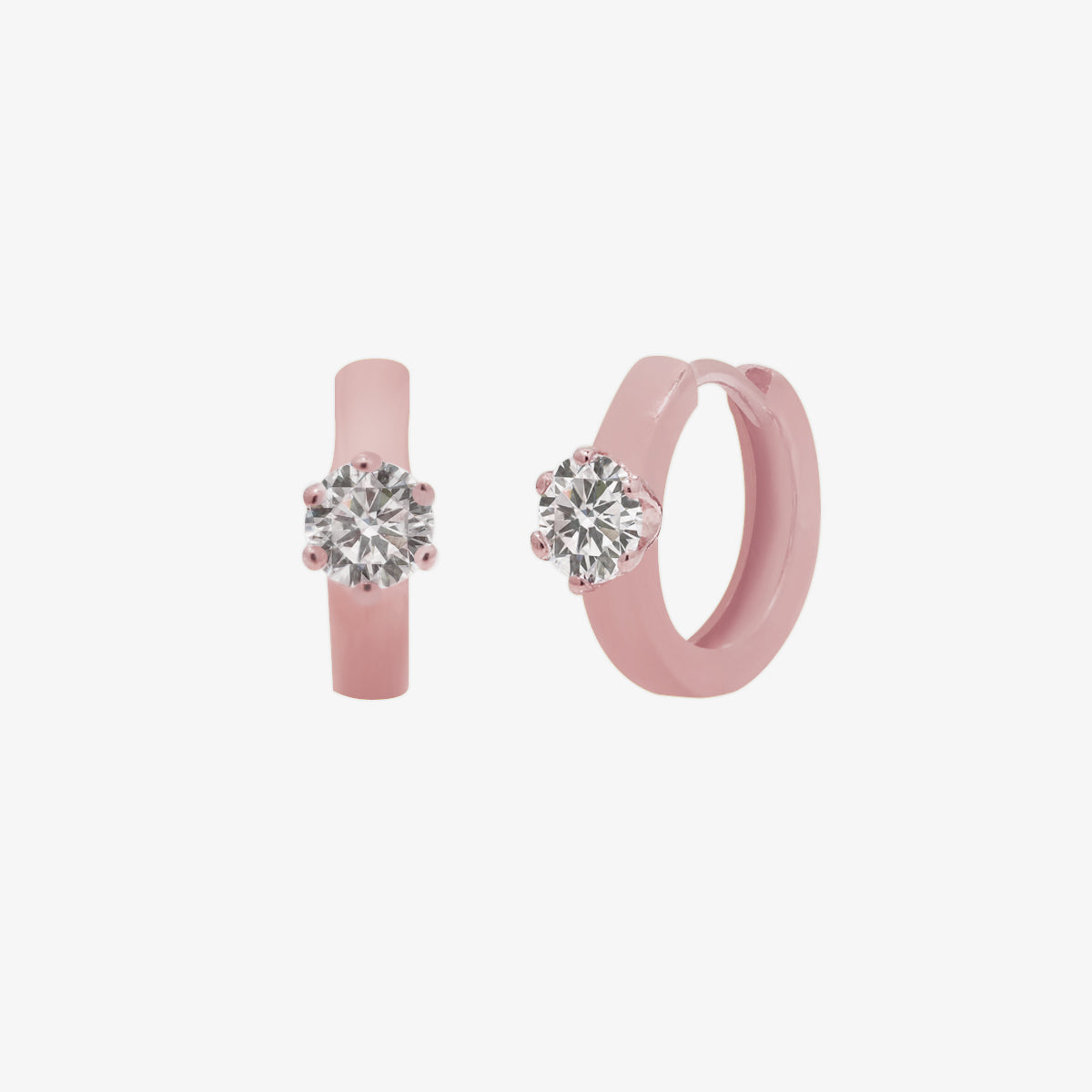 Chunky single cubic huggie earrings