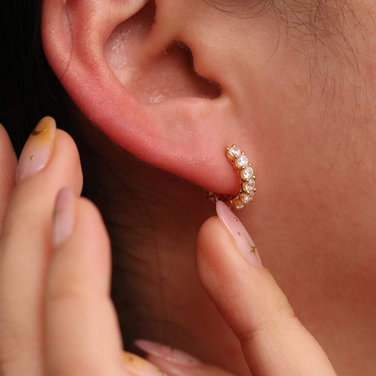 Chunky pave huggie earrings