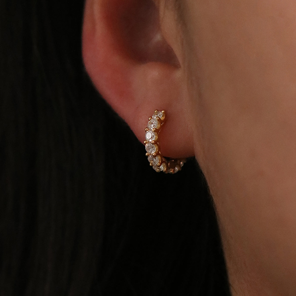 Chunky pave huggie earrings