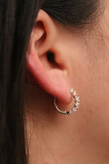 Baguette pave huggie earrings